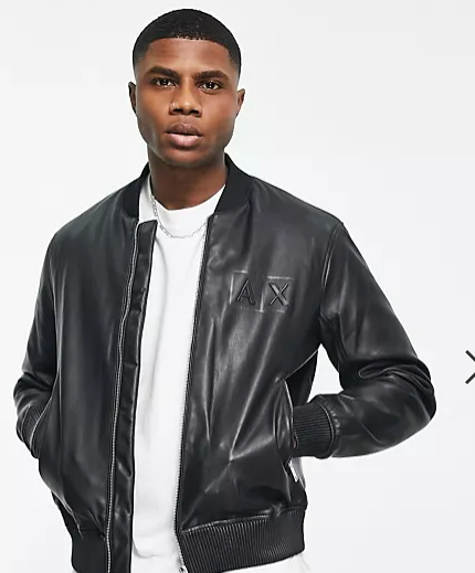 Armani Exchange faux leather bomber jacket in black – Vietlux