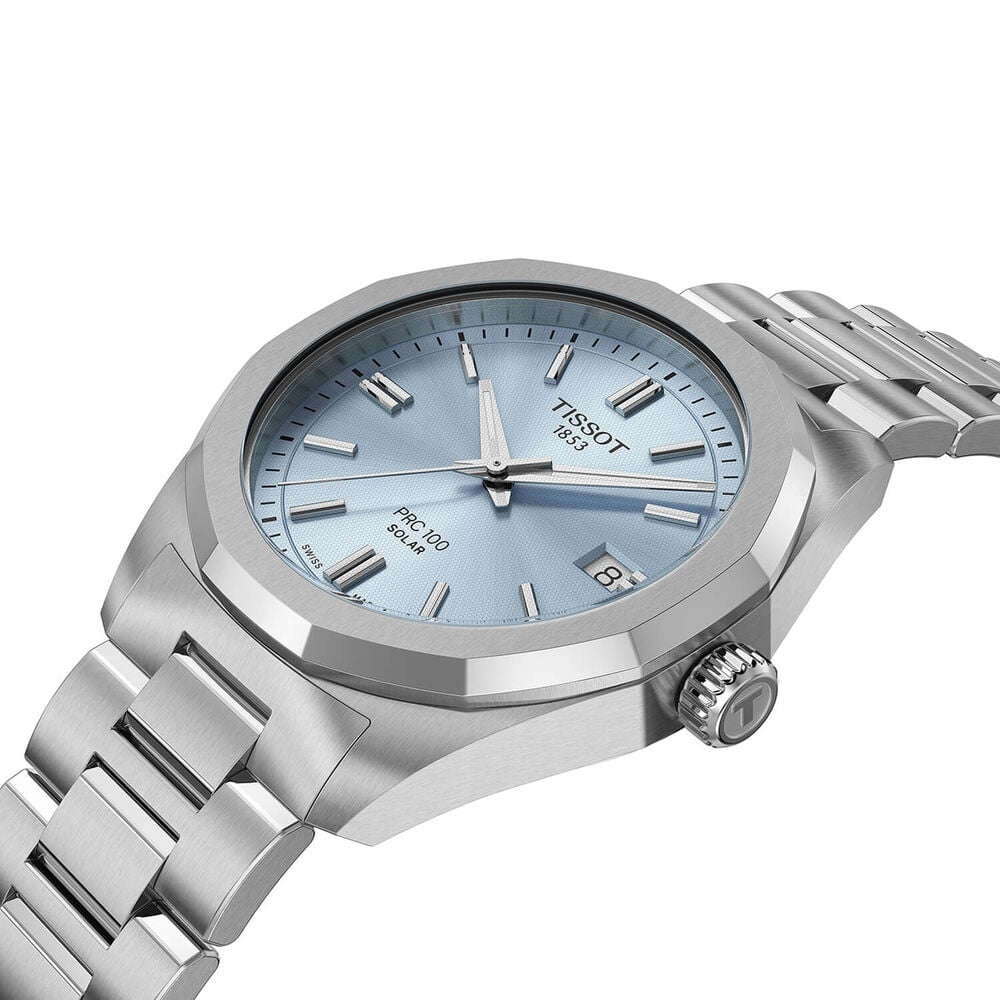 Tissot PRC 100 Solar 34mm Blue Dial Stainless Steel Bracelet Watch image number 1