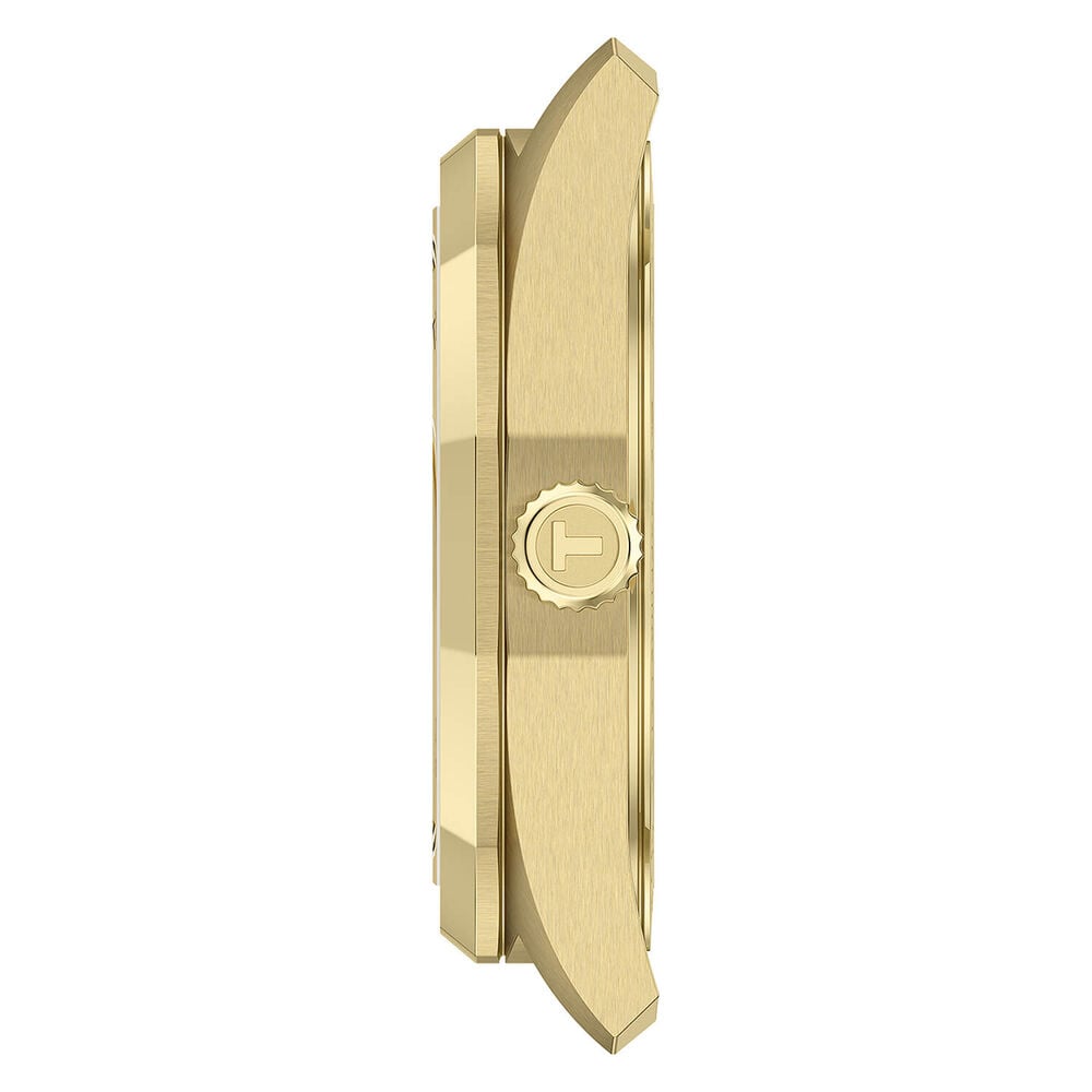Tissot PRC 100 Solar 34mm Gold Dial Yellow Gold PVD Steel Bracelet Watch image number 4