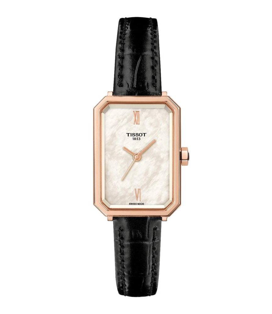 Tissot SRV 21.8mm Mother of Pearl Dial Black Leather Strap Watch image number 0